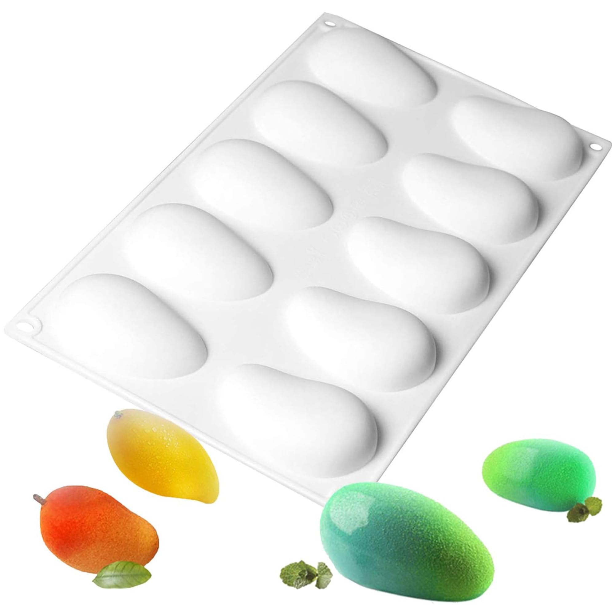 Photo 1 of OCPO KITCHEN Mango Silicone Mold for Baking Mousse Cake, Fruit French Dessert, Pastry, Chocolate, Ice Cream, Cake Decoration Mold, 3D Mango Shape (10-Cavity)