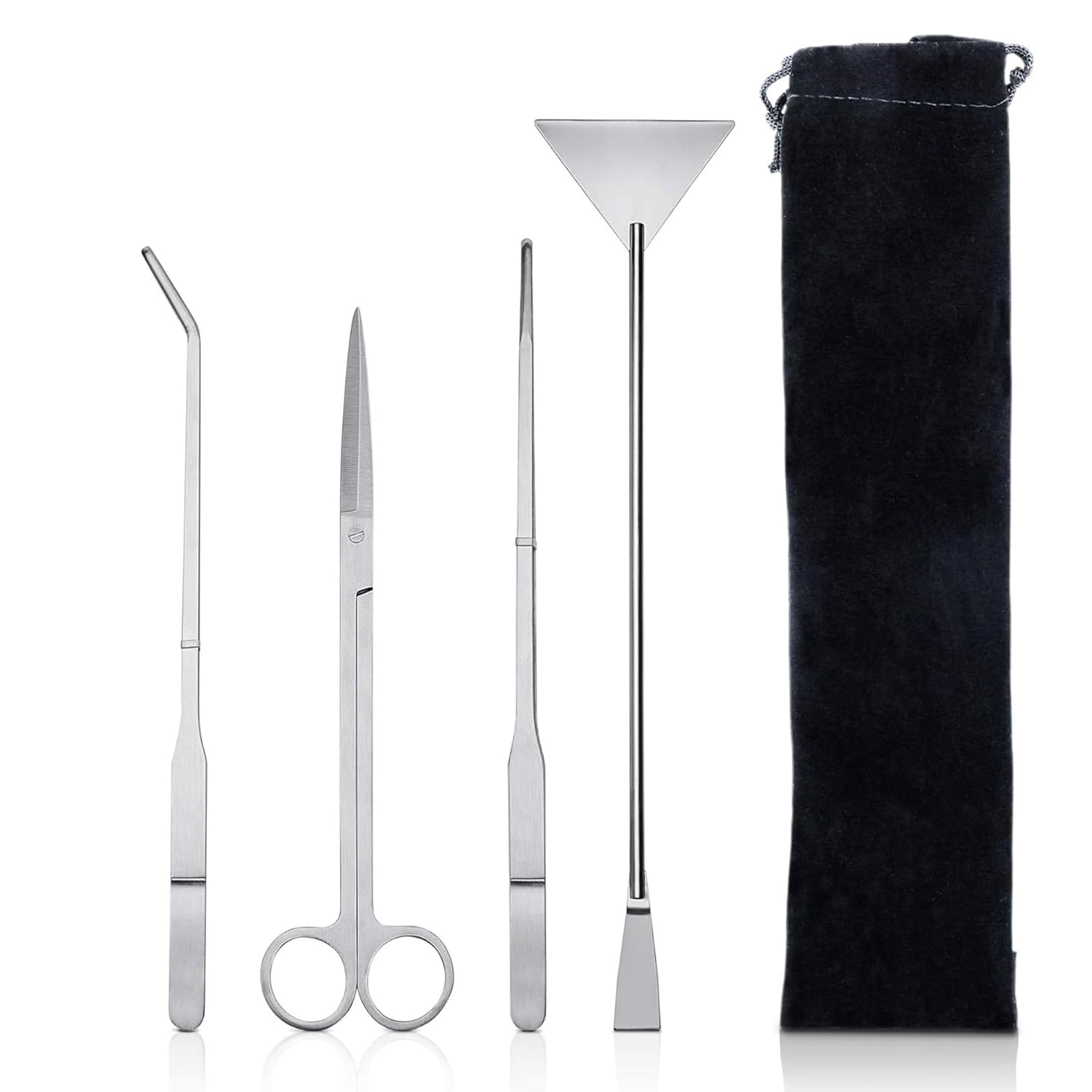 4 in 1 Terrarium Tools Set Stainless Steel Aquarium Starter Kit,Aquascaping Tools with Long Tweezers Scissors Spatula Anti-Rust Fish Tank Starter Kits for Aquarium Plants