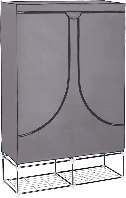 Woltu Ss5030 Xxxl Deluxe Hohe 180 Cm Kleiderschrank Stoff Regal Garderobenschrank Campingschrank Faltschrank Stoffkleiderschrank Mit Kleiderstange Mit Metallablagen 118x46x180 Cm Grau Amazon De Kuche Haushalt