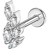 TOMIDES G23 Titanium Flat Back Earrings Studs 16g F136 Implant Grade Titanium Labrets Press Fit Threadless Push In Dainty Cartilage Helix Conch Lobe Lip Tragus Piercing Jewelry