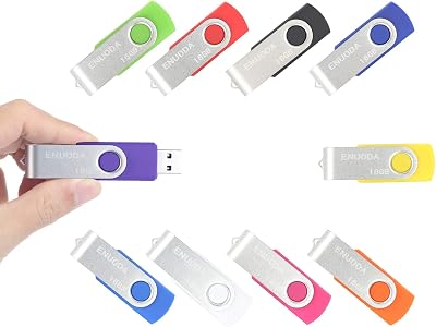 ENUODA 16GB USB 2.0 Memory Stick 10 Pack Swivel Multi-Color Set