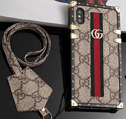 New Style PU Leather Apple Cover Case For Iphone 6/6S/Plus 7/8/Plus Iphone X With Lanyard Cases(Trunk Bag Brown)
