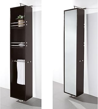 Amazon Com Wyndham Collection Claire Linen Tower 360 Degree Rotating Floor Cabinet With Full Length Mirror In Espresso Home Improvement