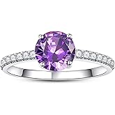 BONLAVIEGEM 1.25ct Engagement Ring for Women Pave Halo Cubic Zirconia Engagement Ring White Gold Plated Wedding Band Best Promise for Her Size 5-9-Customizable Birthstone