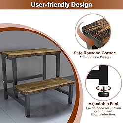 Tigerden Wooden 2 Step Stool for Toddlers Kids and