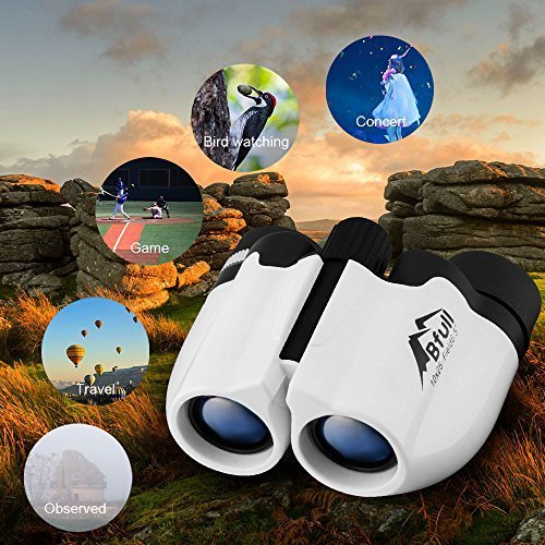 BFULL Binoculars- 10x25 Kids Binoculars Mini Folding Binoculars Compact Binoculars for Adults Waterproof Telescope for Bird watching, Football Safari Sightseeing, Camping and Travel(Black)
