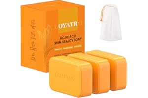 LOYATRO Kojic Acid Turmeric Soap Bar 3 Pack for Body & Face, Made with Natural and Organic Ingredients. Gentle Soap, For All Skin Types