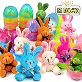 Easter Eggs Fillers 【24Pcs】12 Plush Bunnies + 12 Surprise Eggs 3