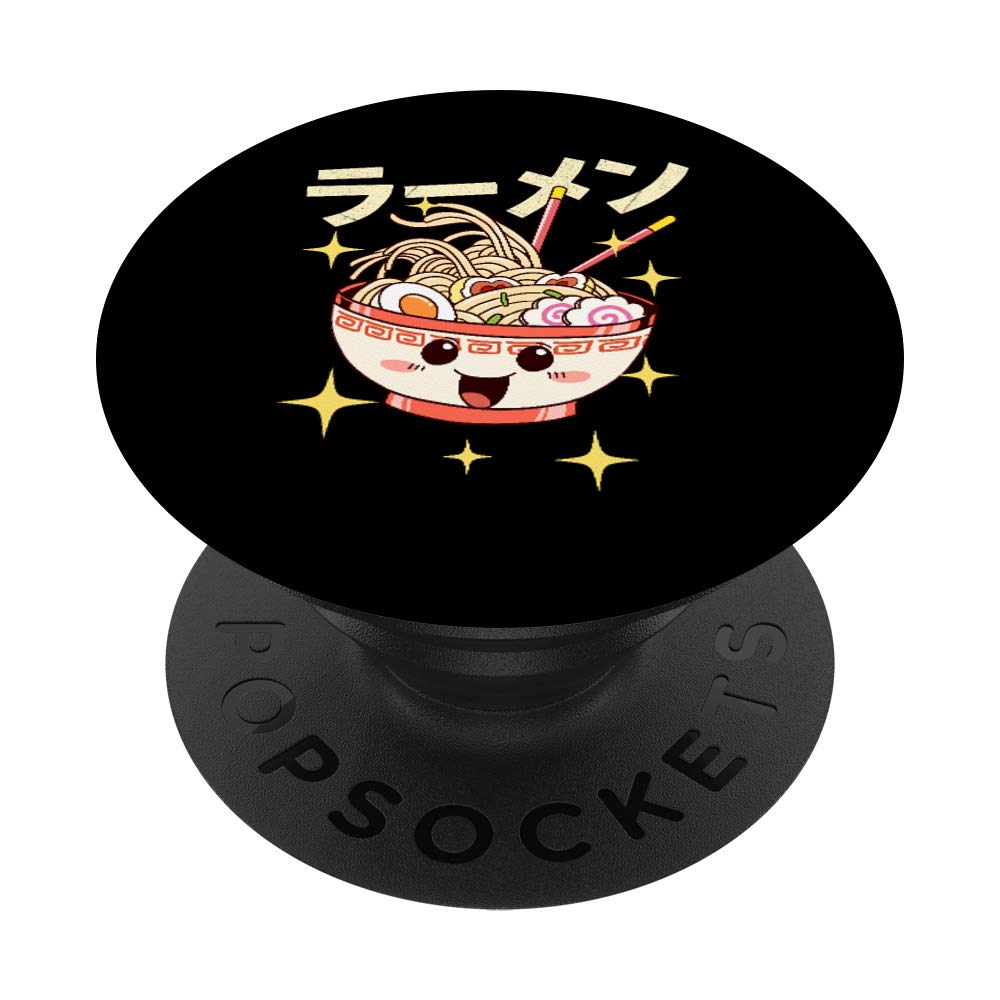 Funny Kawaii Ramen Noodle Bowl Soup Tureen Miso Broth PopSockets Swappable PopGrip