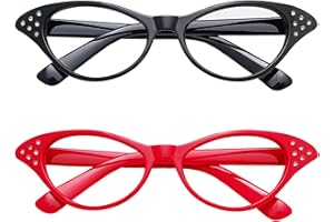 CiviLight Cat Eye Glasses with Rhinestones Halloween Dress up Accessories Retro 50s 60s Party Costume Glasses