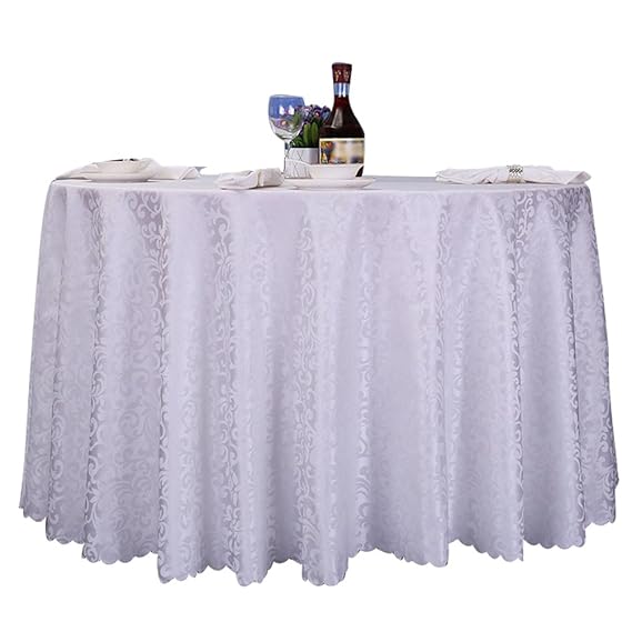 Heheja Tischtücher Damast Stil Ornamente Jacquard Tischdecke Weiß 140 * 140cm