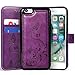 WaterFox iPhone 6/7 / 8 Plus Wallet Case with 4 Card Holder for Women, Detachable Cover Flip Folio PU Leather Wrist Strap Removable Magnetic Kickstand with Floral Flower Design for Girls - Purple