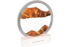 XC-Kluyr Moving Sand Art with Light(7 Color/Touch Control),3D Glass Quicksand Painting Bedside Lamp Decompression Liquid Office Decoration Gift (Yellow-1)