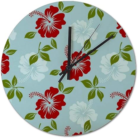 Amazon Co Jp Hayoe レトロ ハイビスカス 花模様 木製時計 時計 掛け時計 掛時計 壁掛け時計 60cm おしゃれ お洒落 インテリア ウォールクロック 時計 天然木 ギフト プレゼント ホーム キッチン