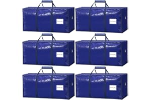 VISVEIL 6 Pack Heavy Duty Moving Bags with Padded Wrap Around Handles-Strengthened Zipper Extra Large Storage Totes for Dorm College Clothes