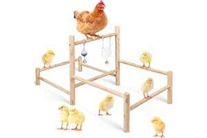 MOYARDOW Chicken Perch Strong Pine Wooden Chick Jungle Gym Roosting Bar, Large ChickTraining Perch Toys for Baby Chicks, Chick Perch for Coop and Brooder for Large Bird, Chicks, Parrot (Large Size)