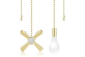 AIIGOU Ceiling Fan Pull Chains With Decorative, 2 Pieces Of Gold Ceiling Fan Chain Extenders 13.6 Inches Fit All Standard Ceiling Fans And Light Fixtures，Pull Chain Extension With Connector.