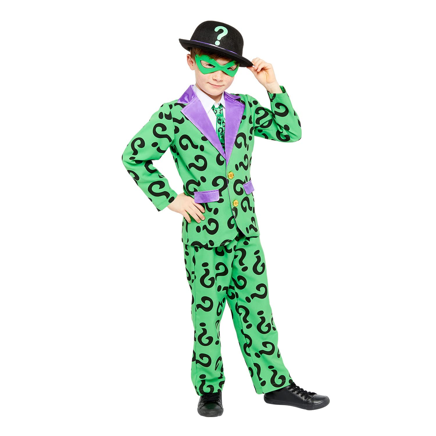 (BOX12) (9907657) Child Boys The Riddler Costume (10-12 Yrs)