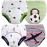 MOM & BAB Toddler Training Pants/Underwear. Water-resistent|Best Quality|Machine Washable & Reuable|Soft Cotton|Comfortable Fit|3 layers(Medium, Airplane/Soccer)