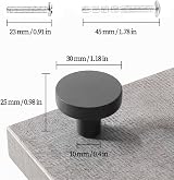 WAenZeeNH 4x 30mm Round Flat Black Cabinet Knobs Drawer Pulls Aluminum Alloy view 2