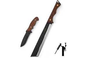 WICING 16.7" Machete, 9.3" Fixed Blade Knife, 3Cr13 Stainless Steel Full Tang with Nylon Sheath, Machete for Cutting Trees Heavy Duty, Great for Clearing Brush, Survival, Camping and Outdoor