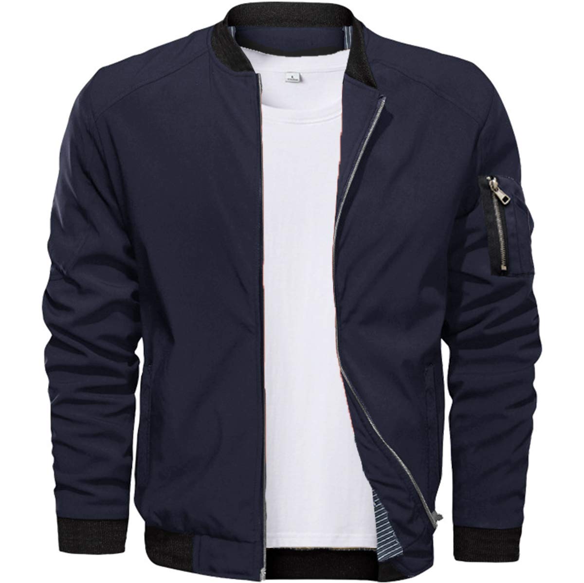 Mens Letterman Jacket Mens Bomber Jacket Lightweight Waterproof Jackets Mens Baseball Jacket for Men College Jacket Navy 8XL