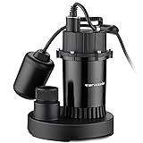 Tenzzola Sump Pump, 1HP 4000GPH Submersible Water