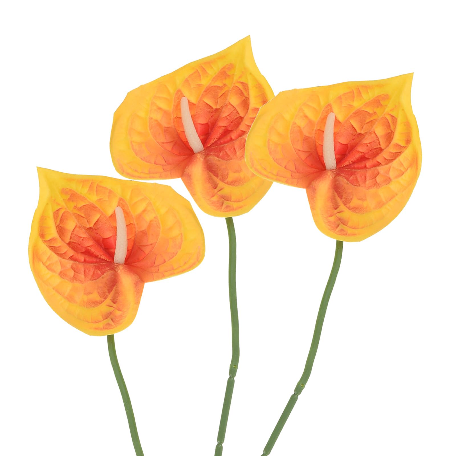 PATIKIL 13" Artificial Anthurium Lily Flowers, 3 Pack Permanent Flower Floral Arrangements Bouquet for Home Decor Bridal Wedding Festival Party, Dark Orange