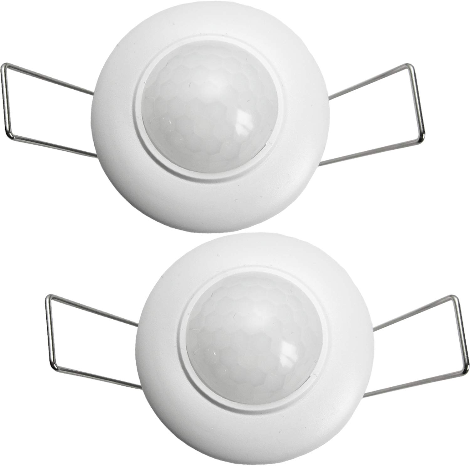 2x – 400W Max Mini Recess PIR Occupancy Sensor –IP20– Automatic Timer Reset Light Switch – Adjustable Lux & Timer Ceiling Mounted Movement Motion Detectors – Low Profile Compact Design – 41mm Diameter