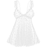 HOTSO Lace Babydoll Ruffle Lingerie for Women Sexy Mini Mesh Dress Chemise Nightgown Sheer See Through Wedding Nightie