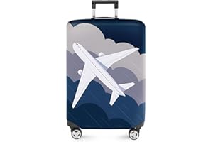 ANNA QUEEN Airplane Flight Luggage Cover, Dynamic Flight & Clouds Design, Stretchable, Washable Travel Sleeve for 20-34 Inch Luggage
