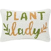 Peking Handicraft Plant Lady Hook Pillow, 12-inch Length, Multicolor, Wool and Cotton, for Home, Office, Living Room Décor