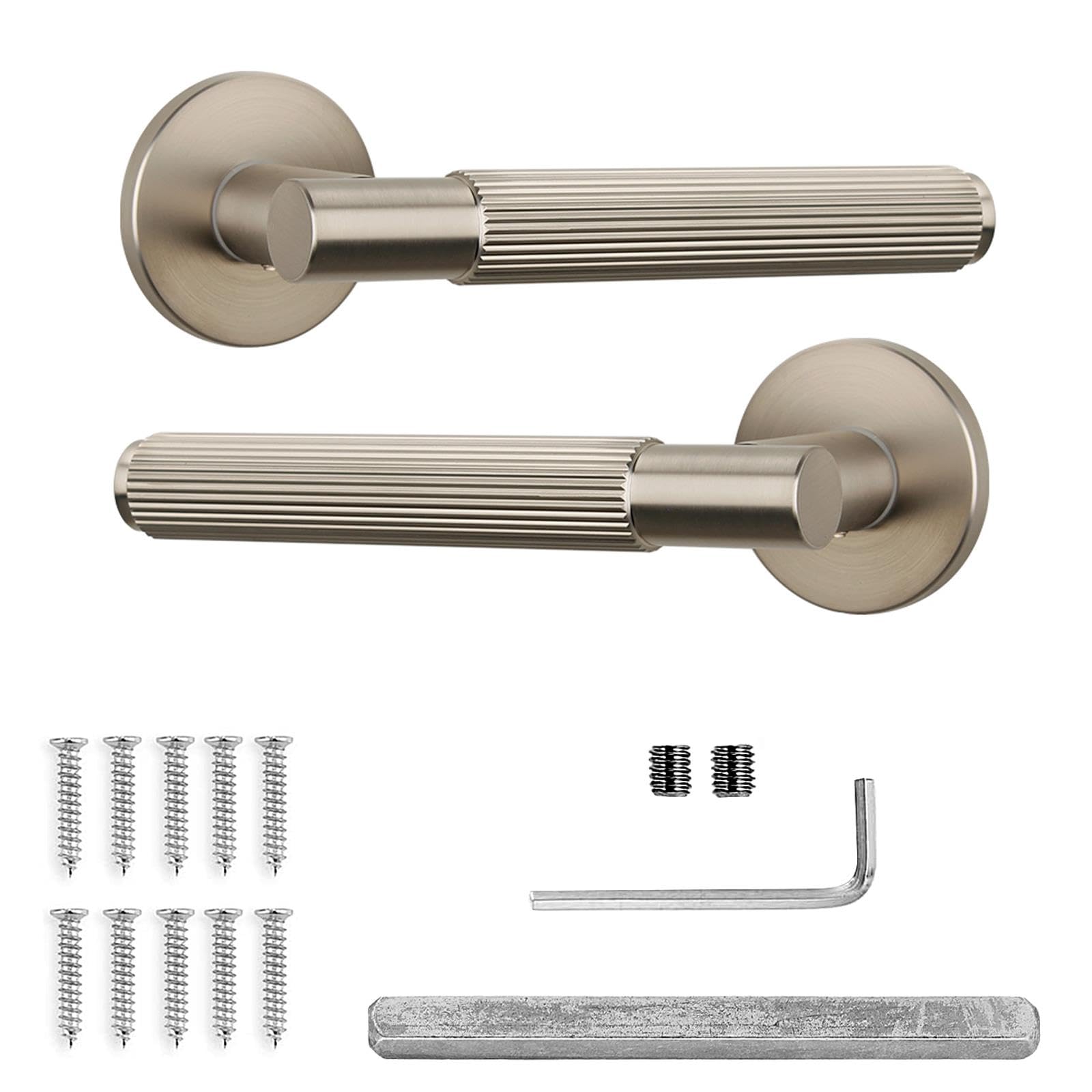 Decoranddecor Hera Silver Aluminium Lever Handle Sets – Internal Door Hardware for Bedrooms and Bathrooms, Sleek Modern Design for Wooden Interiors in Homes and Contemporary Office Spaces