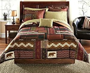Amazon.com: Southwest Cabin Bear Queen Comforter Set (8