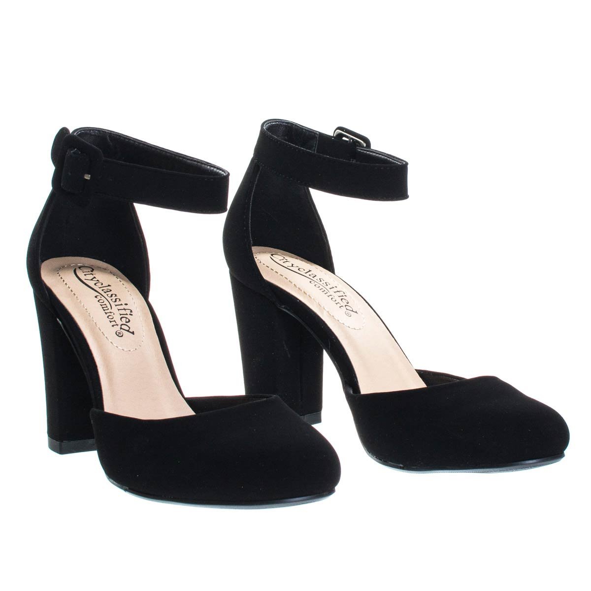 City Classified Women's Comfort Foam Closed Toe Dress Pump Ankle Strap Block Heel - Image 4
