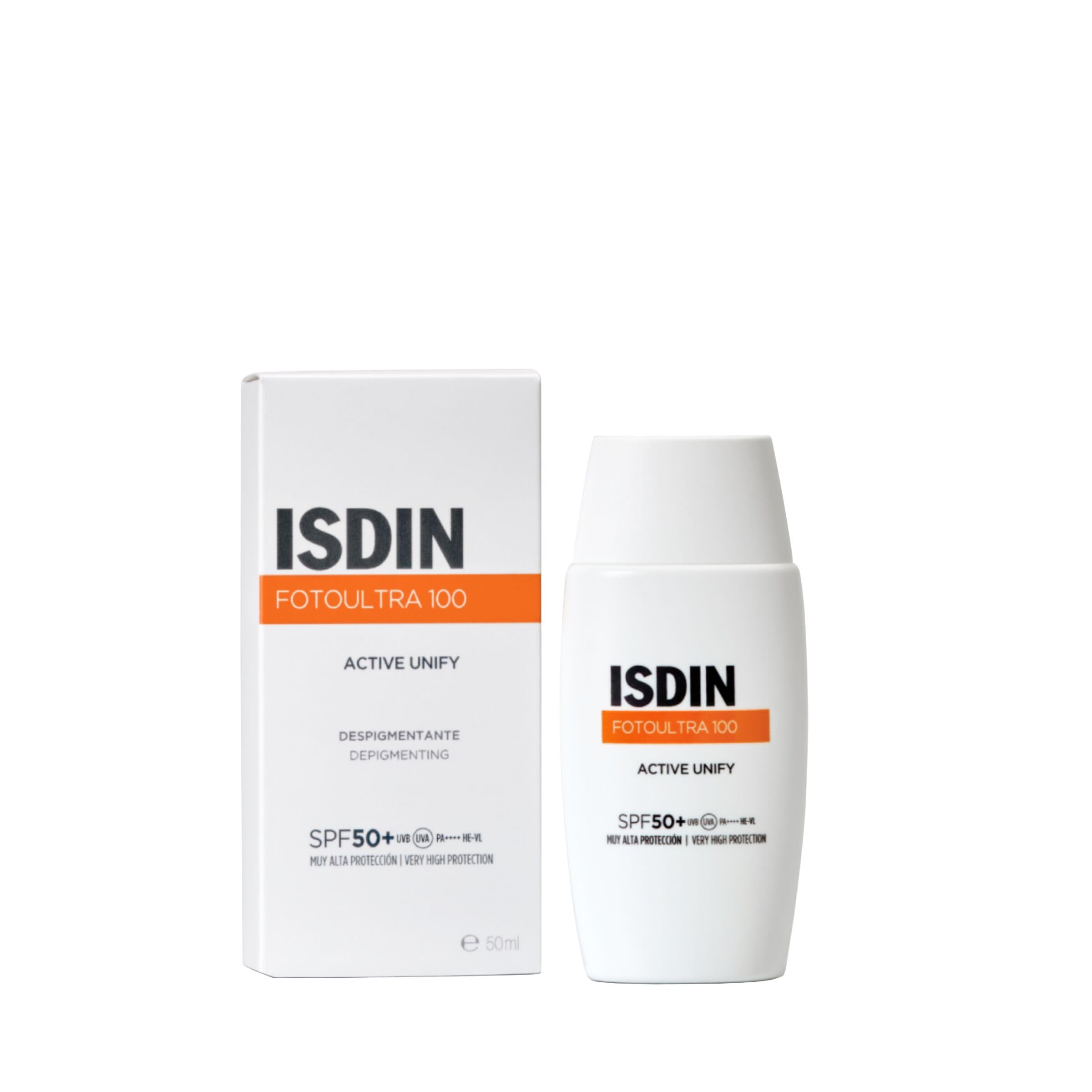 ISDIN Fotoultra 100 Active Unify Spf 50+ 50ml | Facial Sun Cream | Lightens and unifies skin tone