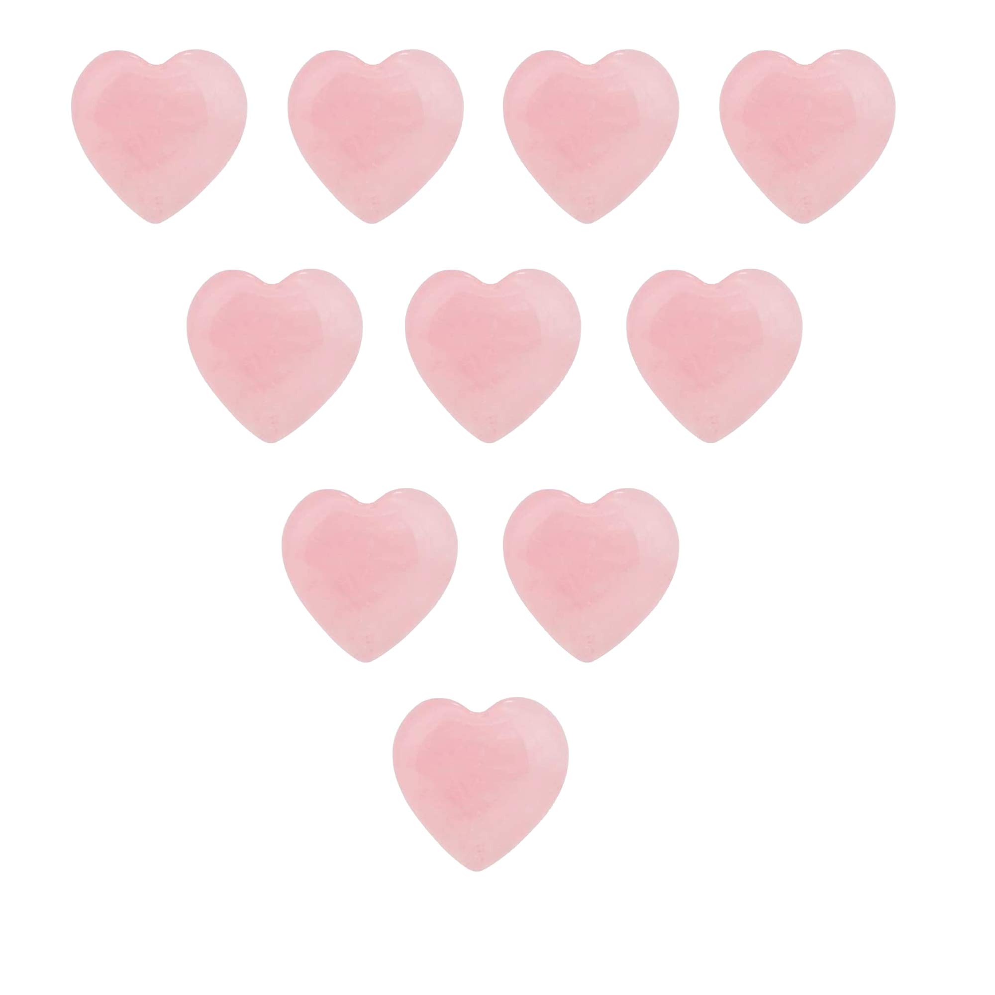 Wonder Care -Healing Crystal Pocket Heart Natural Rose Quartz Love Puff Heart Carved Shape Palm Worry Stone Reiki Chakra Balancing Gift for Christmas,New Year,Valentine’s (15-20mm) Pack of 10