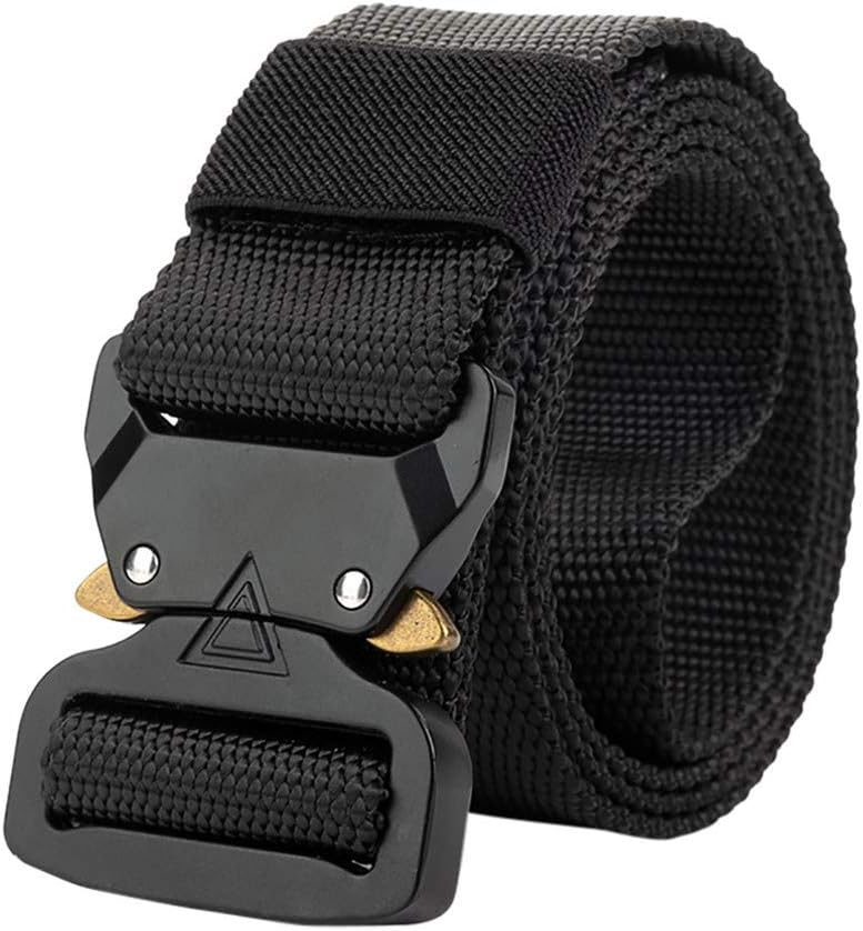 Men Women Junior Double Loop Canvas Belt Plain Students Lovers Waistband Fashion Trend Flat Buckle Navy Tactical Belt