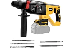 Cordless Rotary Hammer Drill for Dewalt 20V Battery, Brushless SDS-Plus 3 Joules Hammer Drill with 4 Modes, 360°Auxiliary Han