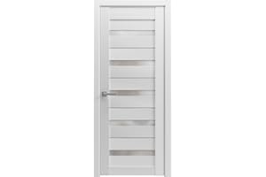 SARTODOORS Solid French Door Frosted Glass 32x80 inches | Quadro 4445 White Silk | Single Regular Panel Frame Trims Handle | Bathroom Bedroom Sturdy Doors