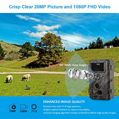 Meidase Game Trail Camera 20MP 1080P, 0.2s Trigger Time Motion Activated, No Glow Night Vision, IP66 Waterproof Cam for Nature Wildlife Deer Scouting & Hunting, Home & Outdoor Security