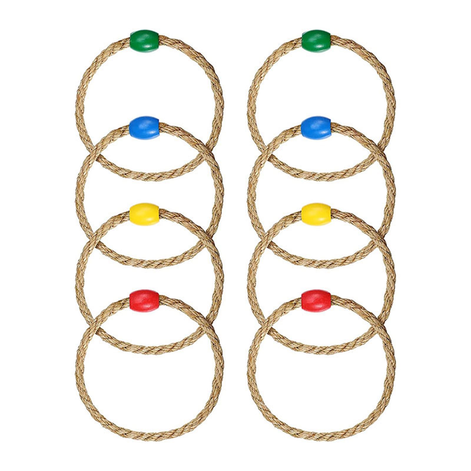 8 PCS Ring Toss Game Ropes - Wooden Quoits Games Accessories, Quoits Rounders Ropes Set for Adults Kids, Ring Game Exercises Hand Eye Coordination, Puzzle Games for Family Parent-Child Interactive