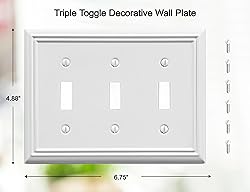 OKAWYC Triple Toggle Light Switch Cover Adler Metal