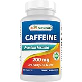 Best Naturals Caffeine Pills 200mg, 120 Count
