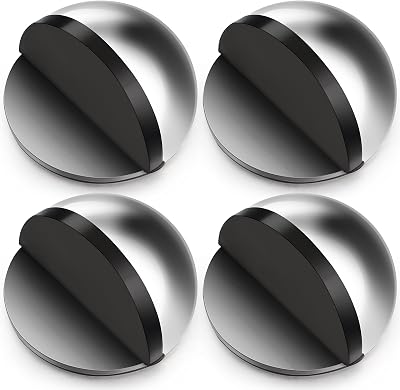 Hotop Self-Adhesive Floor Door Stop Oval Stainless Steel 4 Pcs Silver