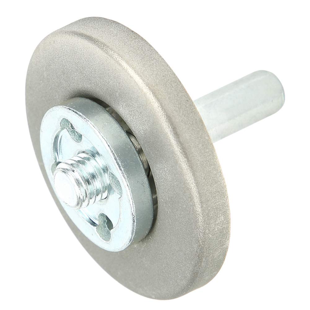 Fdit 5.6cm Diameter Grinding Wheel High Hardness Sharpening Stone for Planing Tool Drill Scissor with Shaft Nut Wrench (600 Grit)