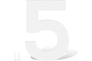 USENUMBER 3 Inch White Metal House Number,Modern Chic House Address Number Letter for Outside,Metal Mailbox Number,Home Address Door Numbers for House Apartment,Outdoor Sign,Yard,House(5)