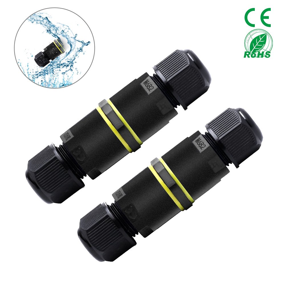 Aroc IP68 étanche Boîte de jonction extérieur électrique connecteur de câble externe Sleeve Coupler 3 broches 9 A 450 V (lot de 2)