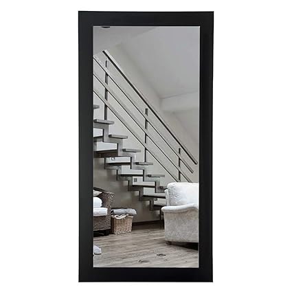 Creative Arts n Frame Long Full Length Sober Black Fiber Wood Framed Wall Mirror || Size - 15 x 40 inch || Mirror with Multipurpose Shelf ||