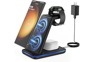Wireless Charger for Samsung&Android: JoyGeek 3 in 1 Charging Station for Galaxy Watch5 Pro/4/3/Active2/1 - Phone Charger Stand for S24/S23 Ultra/S22/S21/S20/Note 20, Z Fold&Flip Series, Buds2 Pro